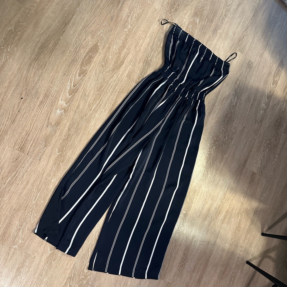 navy striped jumpsuit